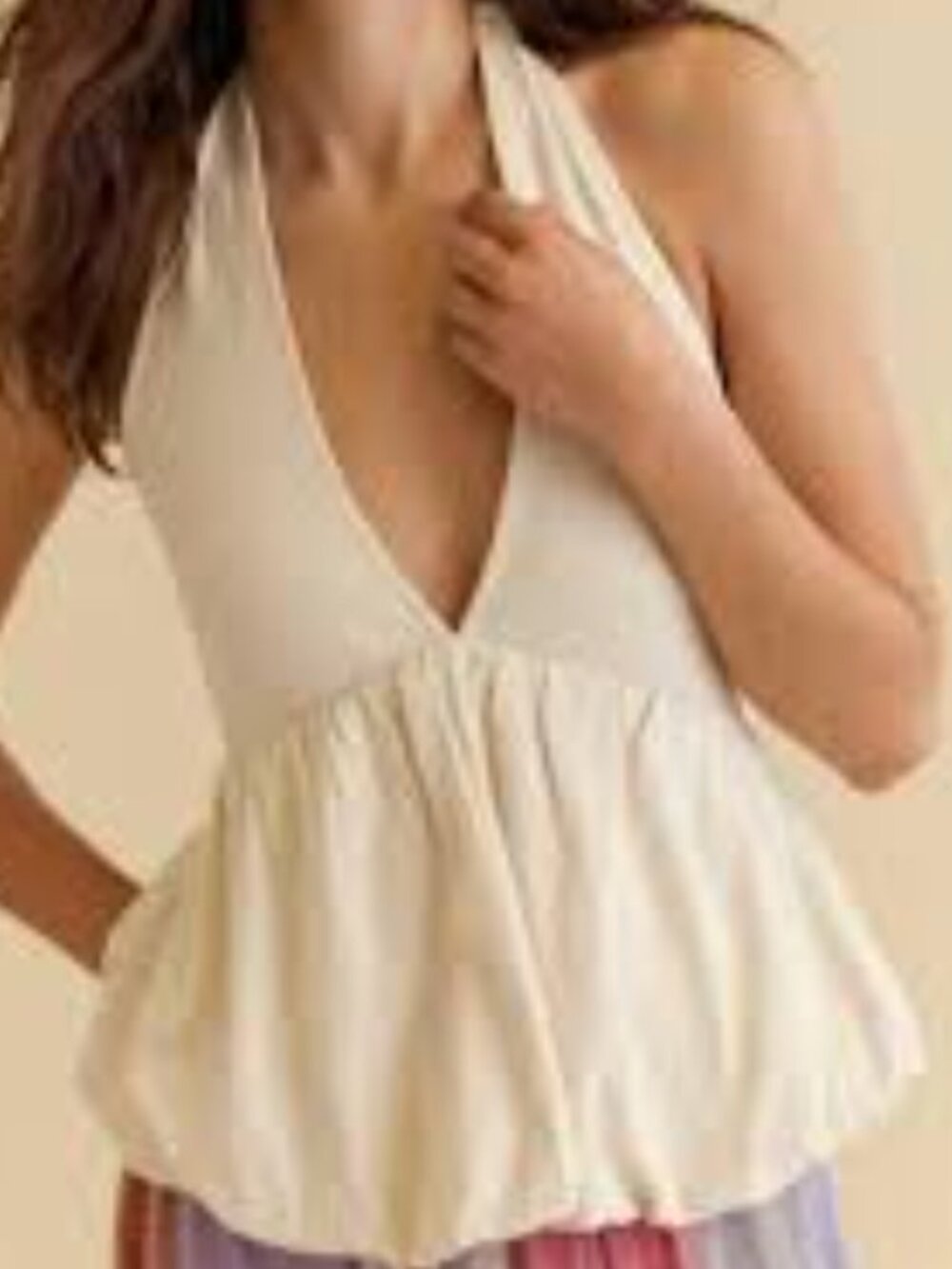 Free People Women's Paige Top In Summer Sand - Size XL. NWT